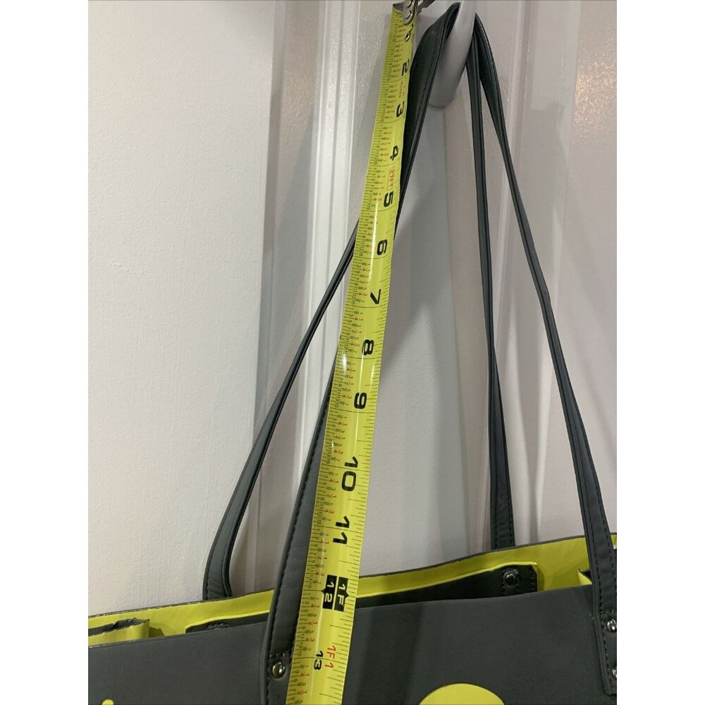 Vera Bradley Tote Bag Purse Vinyl Laser Cut "Flower Shower" Gray & Yellow - Picture 9 of 9